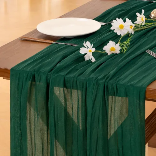Vista 45 de Socomi - Camino de mesa de gasa, estilo bohemio y rústico, para primavera, Pascua, bodas, fiestas, baby showers y decoración, 120 pulgadas/10 pies