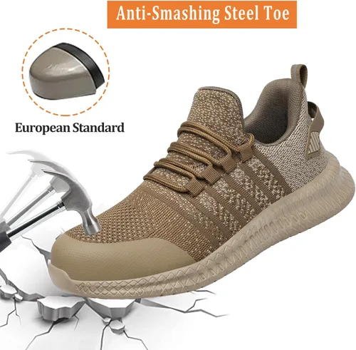Vista 2 de Zapatos de punta de acero para hombres y mujeres, cómodos, ligeros, zapatos de seguridad para el trabajo, a prueba de pinchazos, antideslizantes