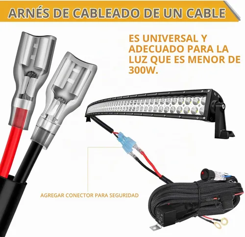 Vista 7 de Arnés de cableado de 1 cable, Rfroad Lighting Kit de arnés de cableado resistente de 12V con interruptor de balancín de nylon para barra de luz LED