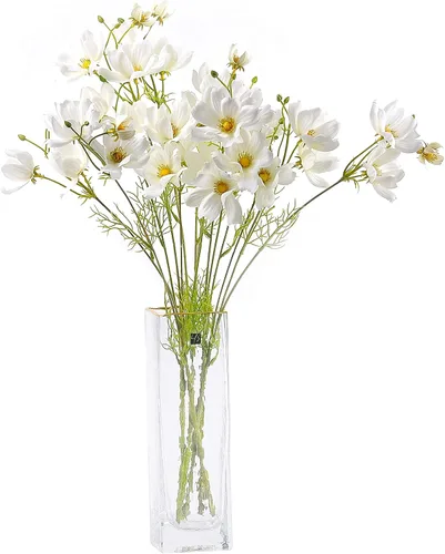 Vista 10 de Cosmos artificiales de flores silvestres, 6 piezas de tallo largo para boda, novia, bricolaje, ramo de decoración del hogar, centros de mesa (azul)