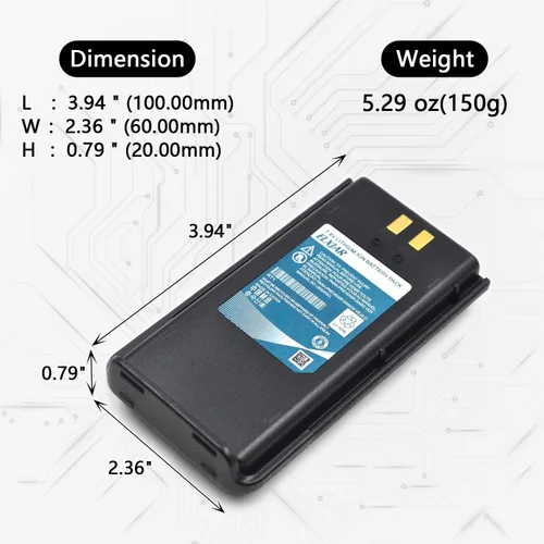 Vista 2 de Reemplazo de batería de iones de litio de 7.4V 3000mAh para radios bidireccionales Retevis RT1 TYT Tytera TC-3000A