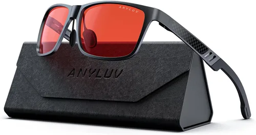 Vista 21 de ANYLUV Gafas de bloqueo de luz azul para hombre, gafas de juegos de computadora, ligeras, de metal Al-Mg, protección ocular antifatiga ocular