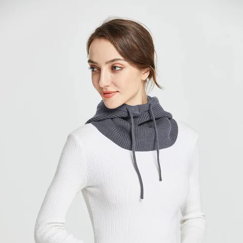 Vista 2 de Facecozy Sombreros de invierno para mujer, gorro cálido con capucha para mujer, pasamontañas, gorro de punto con cordón