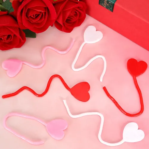 Vista 7 de 24 piezas de manos adhesivas de San Valentín, juguetes elásticos con forma de corazón para regalos del día de San Valentín, premios, bolsas