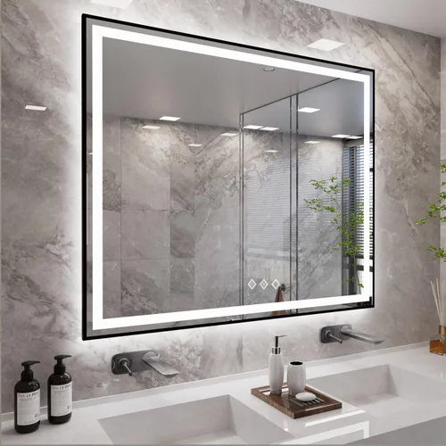 Vista 10 de Espejo LED para baño de 20 x 28 pulgadas con frente degradado y luz LED, espejo retroiluminado para baño, 3 colores, CRI > 90, espejo de baño