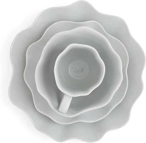 Vista 2 de Portmeirion Sophie Conran Floret - Juego de 4 piezas Plato llano, plato de ensalada, cuenco de cereales y taza, hecho de porcelana, apto