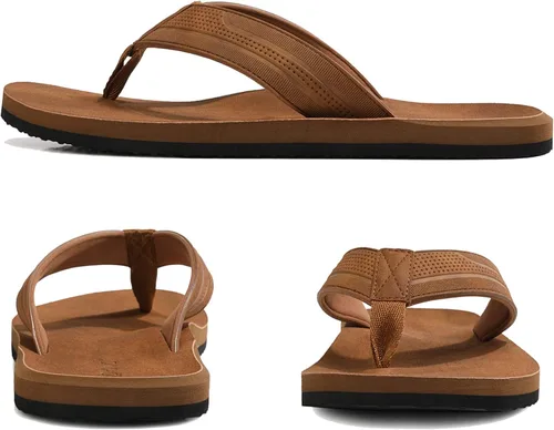 Vista 3 de AX BOXING Chanclas de cuero para hombre, sandalias cómodas y casuales