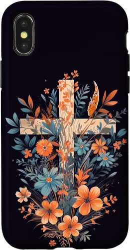 Vista 5 de Boho Floral Christian Cross Jesus God Wild Flower Women Case for iPhone 16