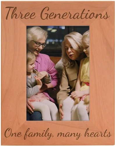 Vista 8 de Gifts For All By Rachel Olevia Five Generations One Family Many Hearts - Marco de fotos de madera natural grabado de 4 x 6 pulgadas, diseño