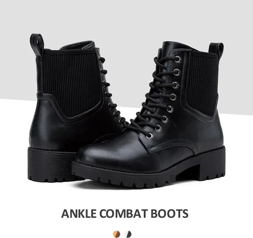 Vista 7 de Vepose Botas de tobillo para mujer, 16 tobilleras, estilo chelsea, con cordones, con cremallera, para mujer
