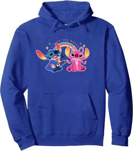 Vista 4 de Disney Sudadera con capucha Stitch and Angel Living the Dream, Negro, S