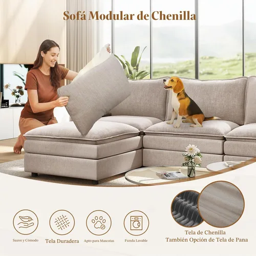 Vista 6 de Vesgantti Comfy Cloud - Sofá modular modular de 142 pulgadas, sofás en forma de U con 2 otomanas para sala de estar, asiento profundo