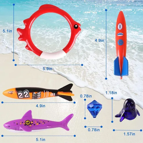 Vista 2 de Juguetes de Piscina de Buceo de Natación de Verano para Niños, Divertido Set de Juegos de Natación que se Hunden, Regalos de Buceo Submarino