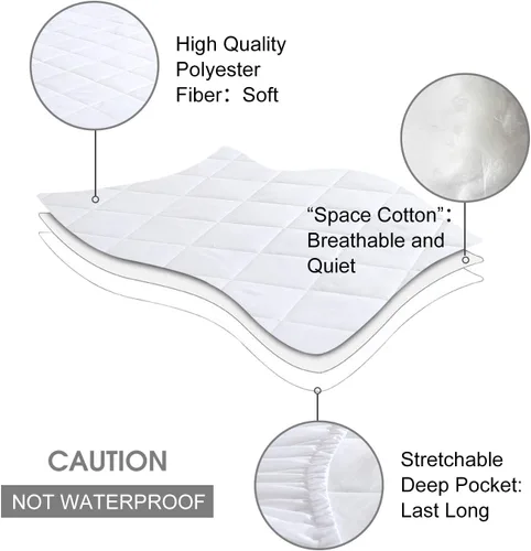 Vista 2 de Protector de colchón individual – Funda de colchón acolchada suave transpirable con bolsillo profundo (8-16 pulgadas), cubrecolchón de microfibra