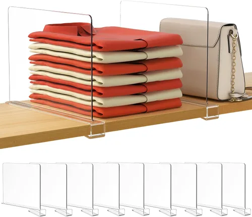 Vista 26 de HBlife 6 separadores de estantes negros, organizador vertical de bolso para armario, perfecto para suéteres, camisas, bolsos en el dormitorio