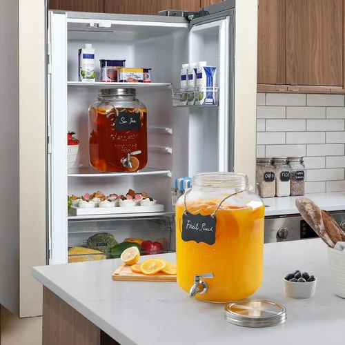 Vista 6 de Dispensador de bebidas de vidrio de 2 galones, grifo y tapa de acero inoxidable 18/8 - Dispensadores de bebidas de vidrio para fiestas
