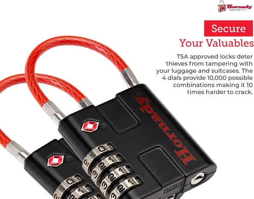 Vista 7 de Hornady Candados de cable aprobados por la TSA, 2 unidades, 96022 – Cerraduras de combinación de 4 dígitos de metal con un grillete de alambre