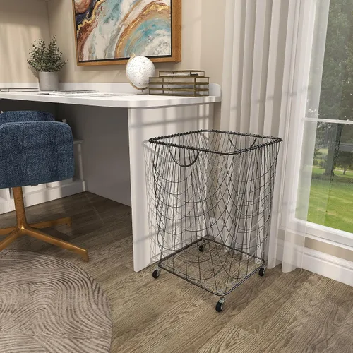 Vista 7 de Deco 79 CosmoLiving by Cosmopolitan - Carrito de almacenamiento cuadrado de metal con ruedas y asas, 16 x 16 x 24 pulgadas, color negro