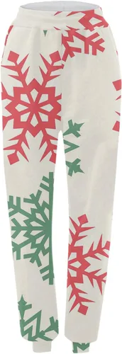 Vista 5 de Pantalones de chándal Estampado navideño para mujer rectos, cintura alta, elásticos, sueltos, básicos