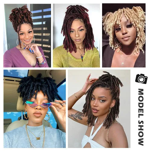 Vista 8 de WIGNEE Cabello de Ganchillo 120 Hebras Locs Sintéticos 8 Pulgadas Locs Suaves Pre-Trenzados 6 Paquetes Cabello de Ganchillo Pre-Anudado para Mujeres