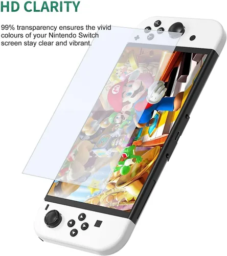 Vista 4 de rapell Paquete de 3 protectores de pantalla de vidrio templado compatibles con Nintendo Switch OLED Premium Protector de pantalla de vidrio templado