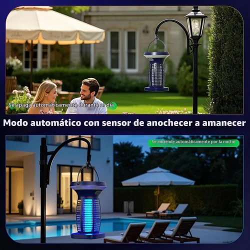 Vista 5 de OnBeam Solar Bug Zapper Outdoor, 4200V Electric Mosquito Killer for Patio Azul profundo