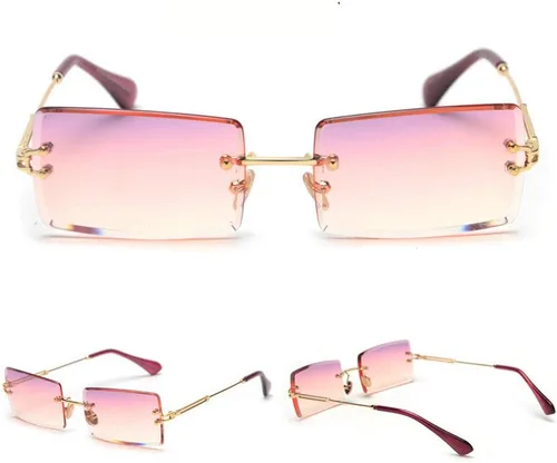 Vista 3 de MINCL - Gafas de sol rectangulares pequeñas para mujer, ultraligeras, color caramelo, sin marco