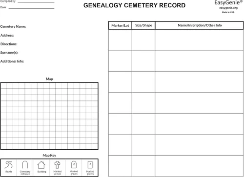 Vista 6 de Kit de iniciación de formularios genealógicos en blanco (7 tipos/40 hojas) por EasyGenie