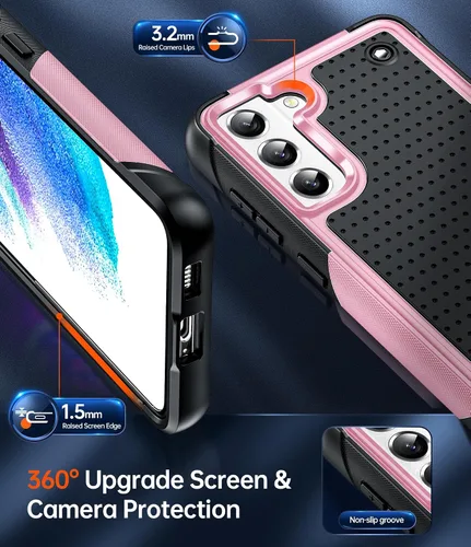 Vista 5 de LeYi Funda para Galaxy S21 FE-5G: Funda Samsung S21 FE con protector de pantalla, doble capa protectora de policarbonato duro y TPU suave Android