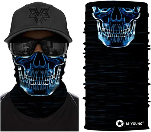 Vista 9 de Máscara de calavera, pañuelo para el cuello, gorro, bufanda mágica, diadema para protección de polvo, sol y viento My002