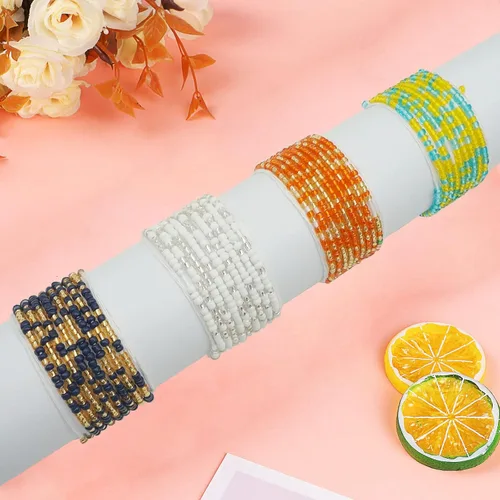 Vista 36 de 4 cuentas de cintura africana hechas a mano de 50 pulgadas para mujer, no elásticas (corbata)