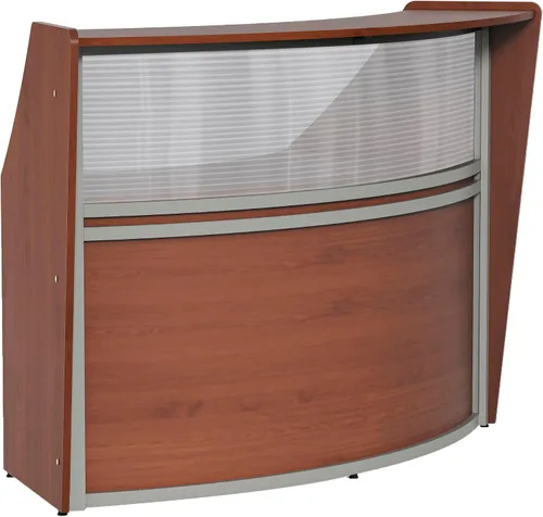 Vista 36 de Linea Italia Oficina curvada, transparente, fácil de montar, mostrador de recepción de 3 paneles para vestíbulo, salón, 142 x 71 pulgadas