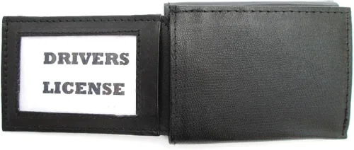 Vista 2 de Cartera para hombre de piel de cordero color negro "Flip" Trifold 732