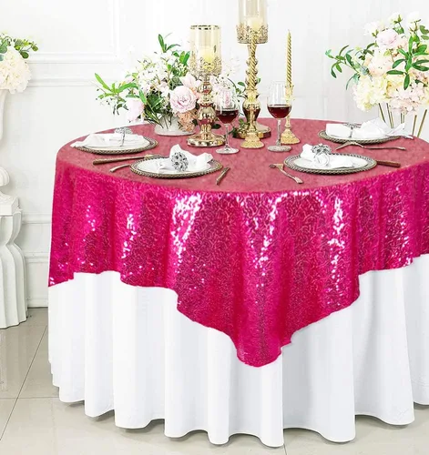 Vista 23 de ShinyBeauty Mantel Cuadrado Pequeño de 36 x 36 Pulgadas Mantel de Lentejuelas Azul Bebé Cubierta de Mesa con Purpurina Superposición Cuadrada