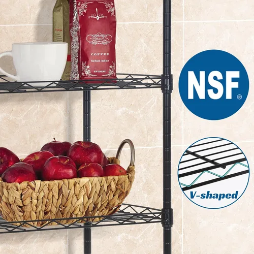Vista 6 de Estantería de almacenamiento de 5 niveles, estante NSF ajustable en altura, estantes de alambre organizador de acero para lugares pequeños, cocina