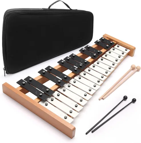 Vista 8 de Heuyrao Xilófono Glockenspiel plegable de 30 notas Negro & blanco