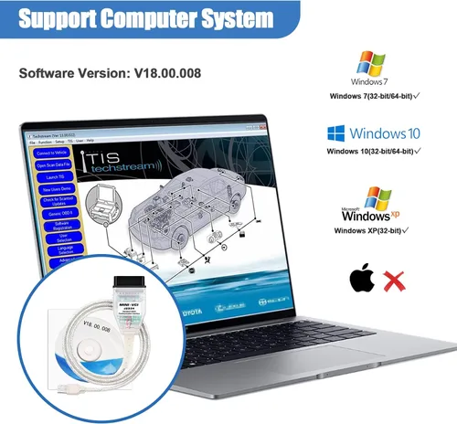 Vista 5 de Cable MINI VCI J2534 para vehículos Toyota Lexus Scion, OBD2 a USB J2534 herramienta de diagnóstico y reprogramación funciona con TIS Techstream