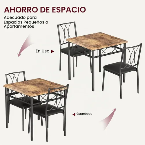 Vista 7 de Juego de mesa de comedor para 2, mesa de cocina con 2 sillas tapizadas, juego de mesa de comedor de cocina de 3 piezas de madera para apartamento