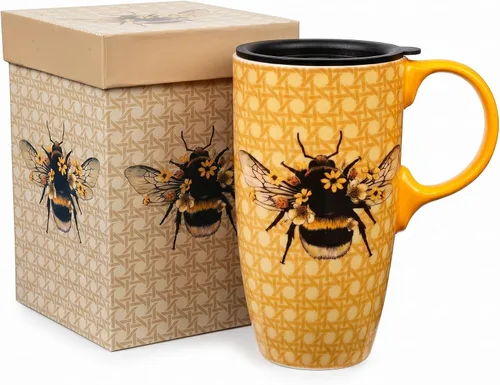 Vista 37 de DUSVALLY Taza de viaje de cerámica de 17 onzas con tapa y asa, taza de café 17oz