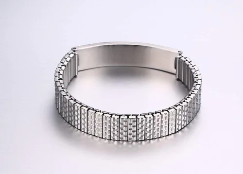 Vista 3 de VNOX Pulsera elástica de acero inoxidable chapado en oro negroplataoro para mujer y niña