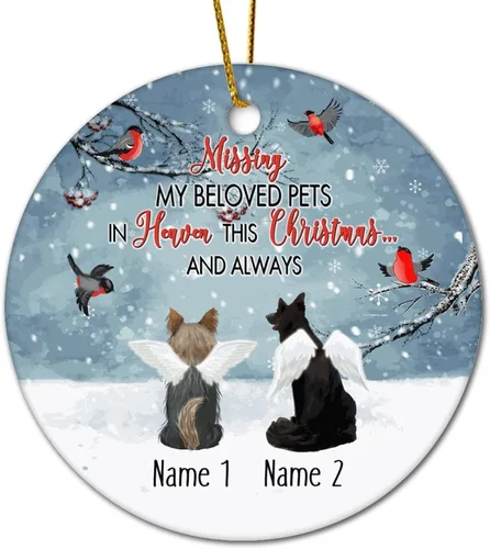 Vista 23 de Personalized Pet Memorial Ornament, Miss My Beloved Pets in Heaven Ornament, Dog Christmas Ornament, Pet Loss Gift, Dog Angel Wings Ornament, Custom