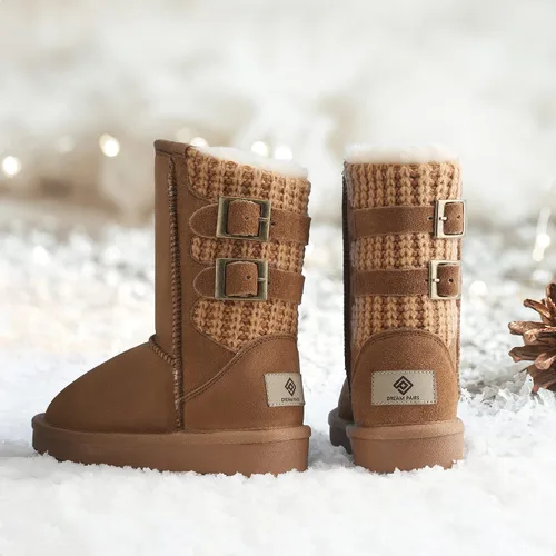 Vista 5 de DREAM PAIRS botas de nieve de invierno con forro de piel sintética para niños