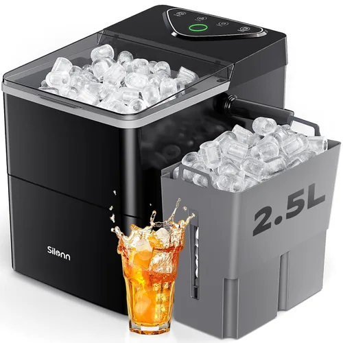 Vista 25 de Silonn Nugget - Máquina de hielo para encimera, hielo de caída automática Acero inoxidable
