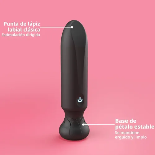 Vista 4 de Vibrador bala para mujeres con 10 potentes modos de vibración, juguete sexual de rosa de silicona completa, vibración para punto G y clítoris, Negro
