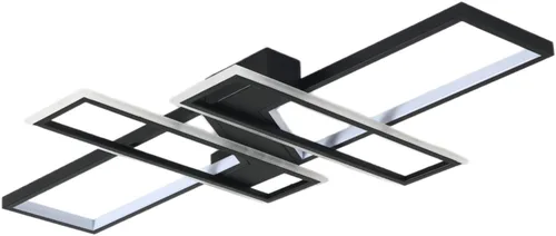 Vista 4 de Lámpara de Techo LED Moderna de 35.4", Luminaria Candelabro Regulable Negra de 94W, Rectangular, con Control Remoto Lámpara de Comedor, Lámparas