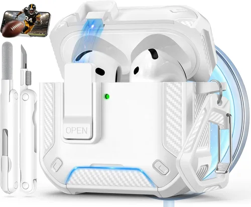 Vista 44 de Funda para AirPods Pro de 2 generación con soporte para teléfono, diseño de interruptor automático de protección completa contra caídas con kit