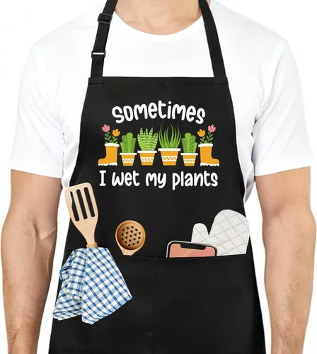 Vista 24 de Divertido delantal de cocina para mujeres y hombres, delantal de cocina para hornear con 2 bolsillos, lindo regalo de cumpleaños, Navidad, día