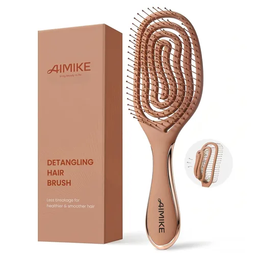 Vista 8 de AIMIKE Cepillo de pelo en espiral para cabello fino, cepillo desenredante Negro clásico