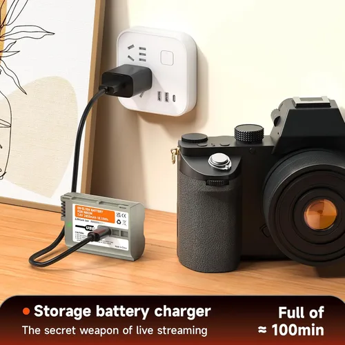 Vista 6 de Baterías EN-EL15, EN-EL15a, EN-EL15b, EN-EL15c, paquete de 2 baterías USB-C de carga para Nikon D7500, D750, Z6, Z6 ii, Z7, Z7ii, Z8, D500, D600