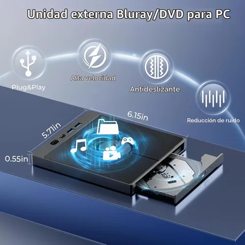 Vista 4 de Unidad externa multifuncional de Blu Ray para la lectura del disco de la ayuda 100G de la PC Plug & Play Bluray Burner externo con puertos USB